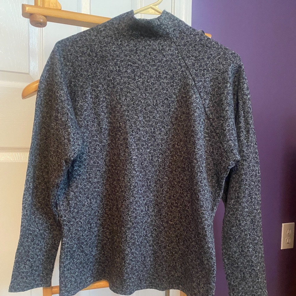 Benetton Wool Blend Mock Turtleneck,Grey/Black M